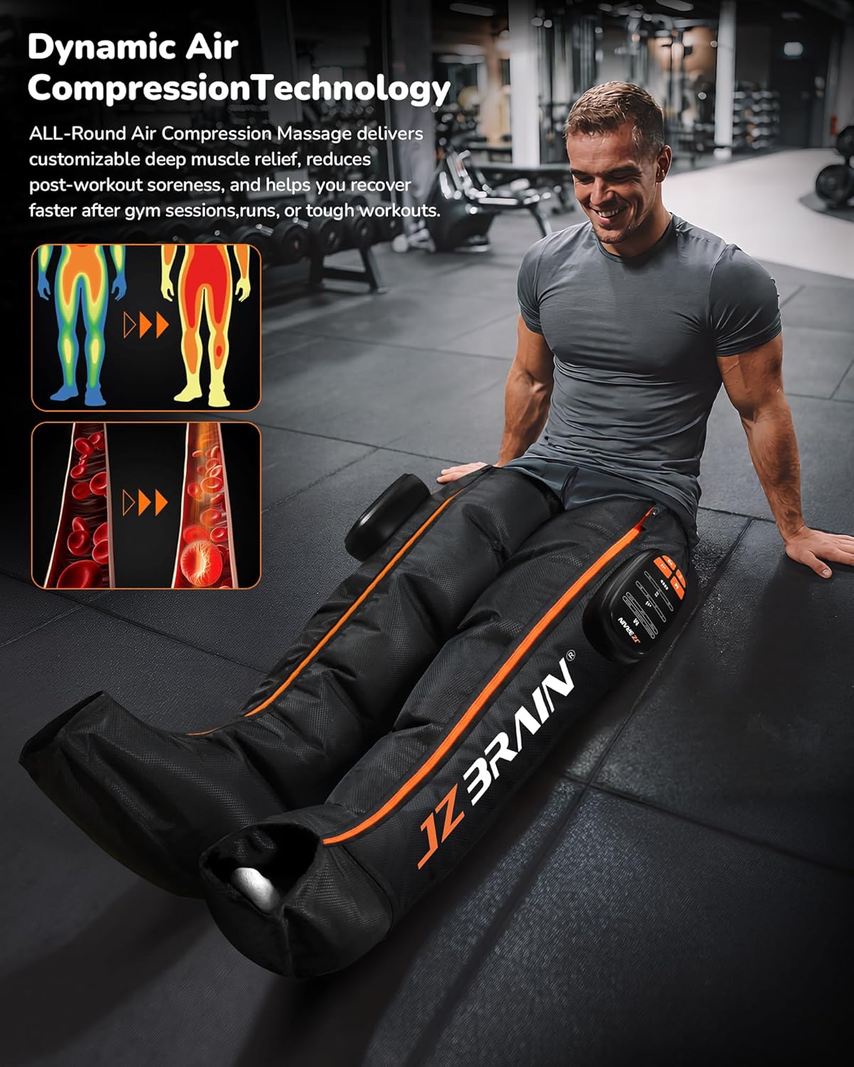 JZBRAIN Professional Compression Boots to Improve Circulation, Cordless Rechargeable Leg Compression Massager for Massage Therapy,Leg Recovery Boots for Athletes,Reduces Muscle Pain, 3000 mAh, Medium